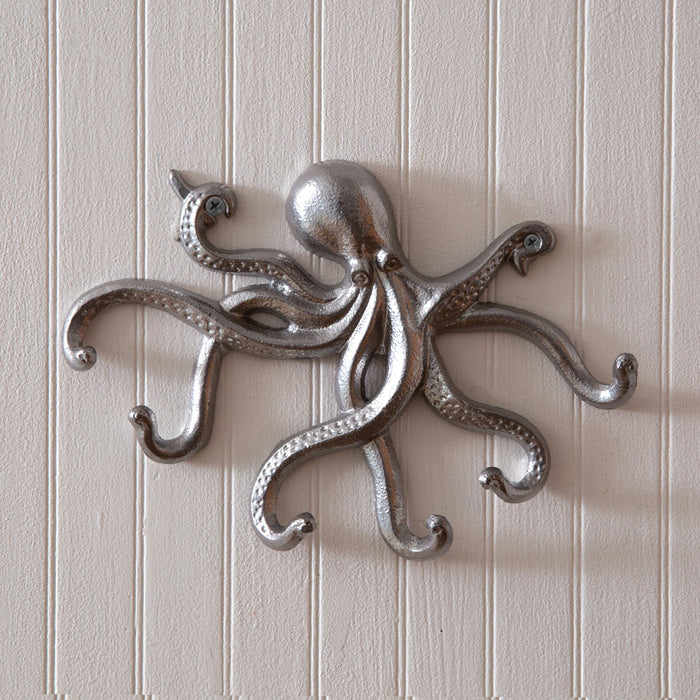 Metal Octopus Wall Hook Set - Metal Octopus - Coastal Compass Home Decor