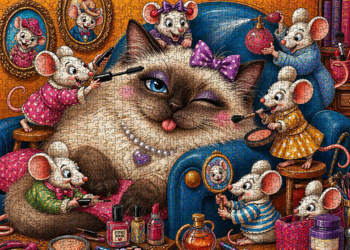 Mice Glam Squad Spoiling Cat Jigsaw Puzzle
