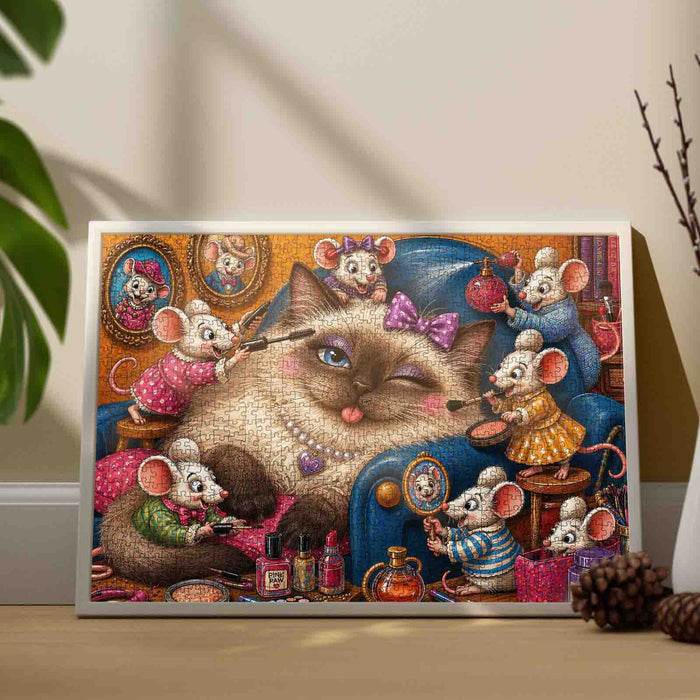 Mice Glam Squad Spoiling Cat Jigsaw Puzzle