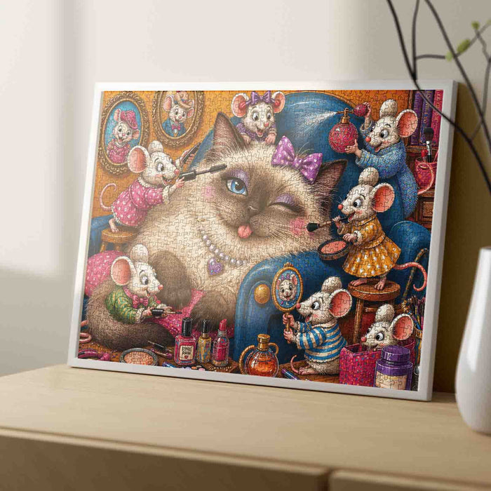 Mice Glam Squad Spoiling Cat Jigsaw Puzzle