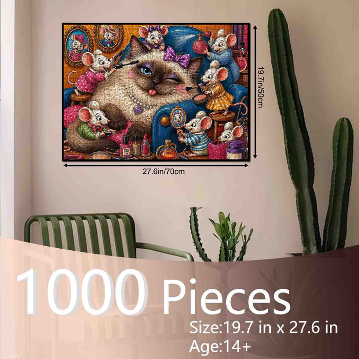 Mice Glam Squad Spoiling Cat Jigsaw Puzzle