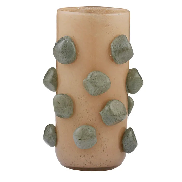 Miles Glass Vase - Taupe and Steel