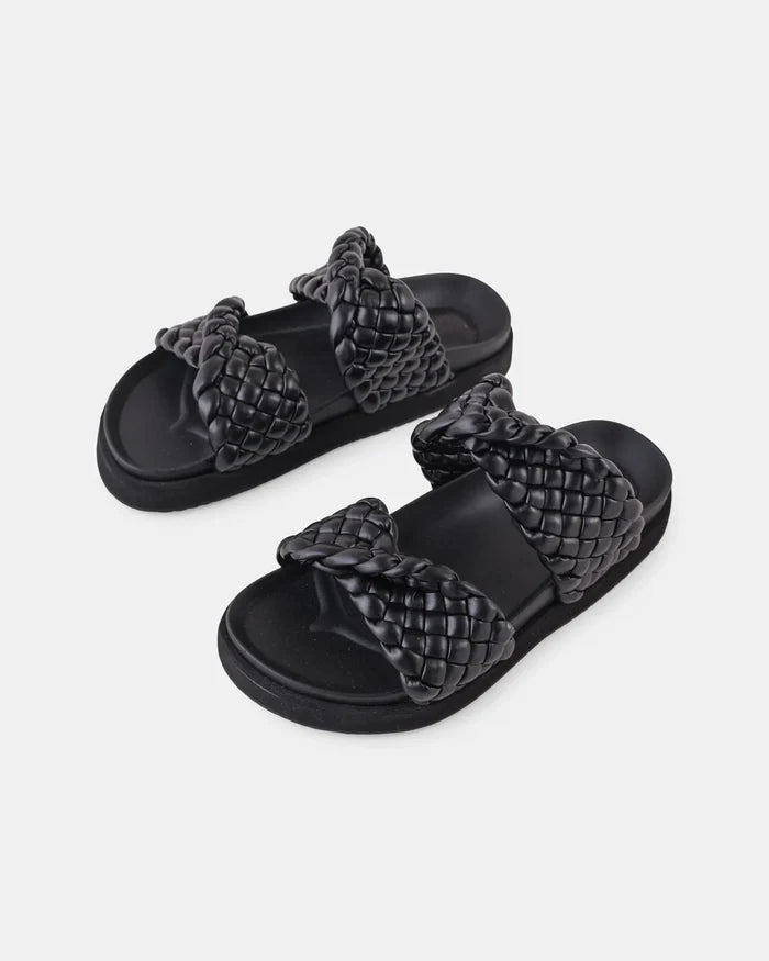 Mim Leather Slide - Black