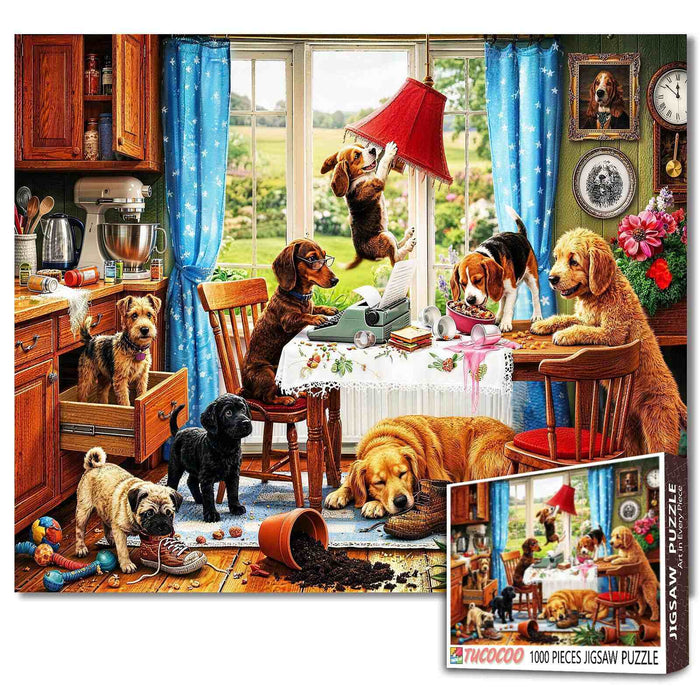 Mischievous Dogs Kitchen Chaos Jigsaw Puzzle