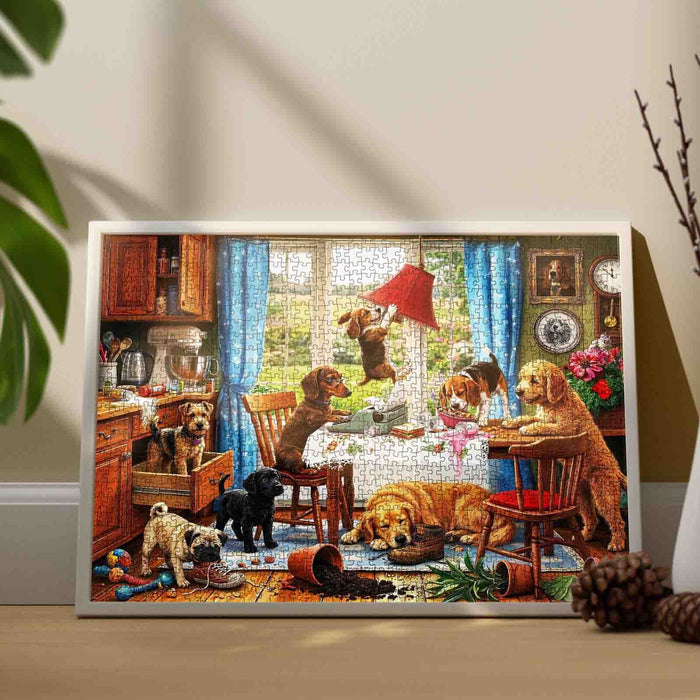 Mischievous Dogs Kitchen Chaos Jigsaw Puzzle