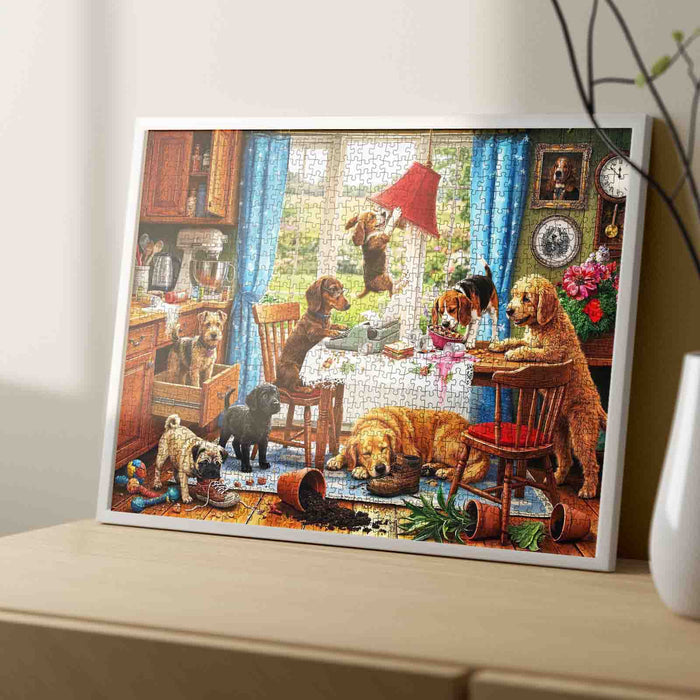 Mischievous Dogs Kitchen Chaos Jigsaw Puzzle