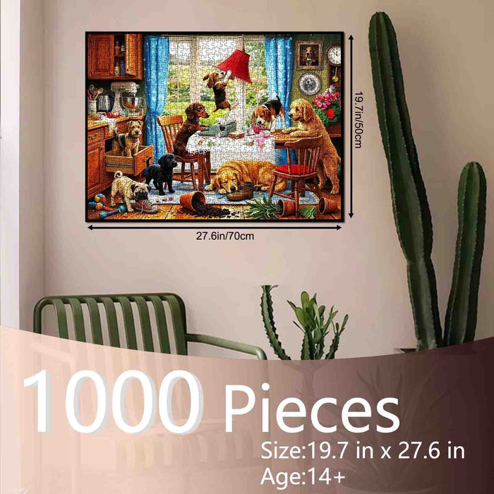 Mischievous Dogs Kitchen Chaos Jigsaw Puzzle