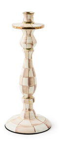 Mocha Check Large Candlestick