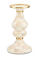 Mocha Check Medium Pillar Candlestick