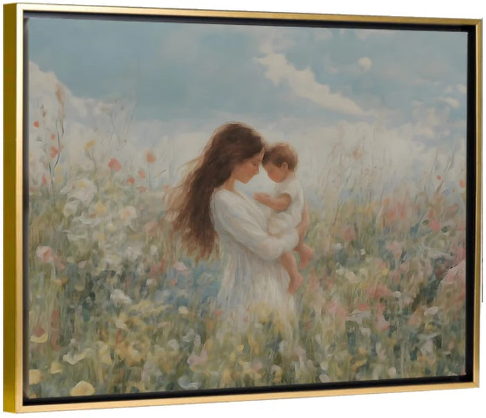 Mommy and Me, Brunette Hair - Canvas