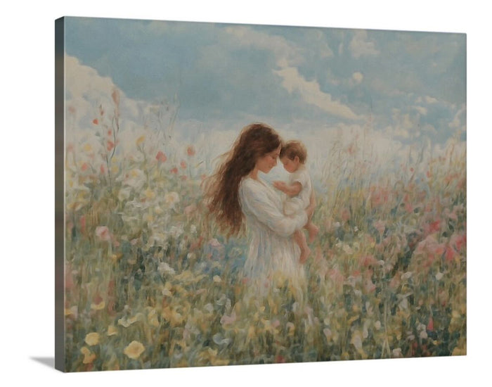 Mommy and Me, Brunette Hair - Canvas