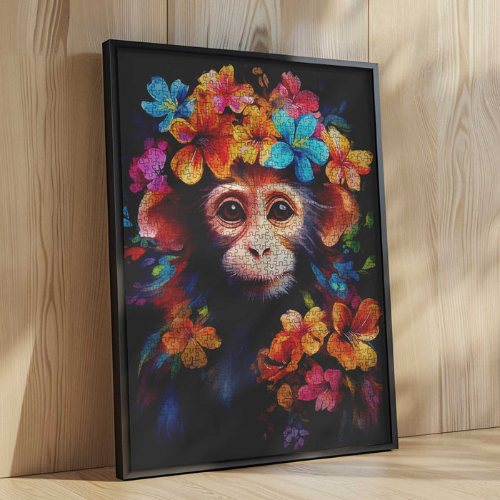 Monkey with Flower Crown Jigsaw Puzzle