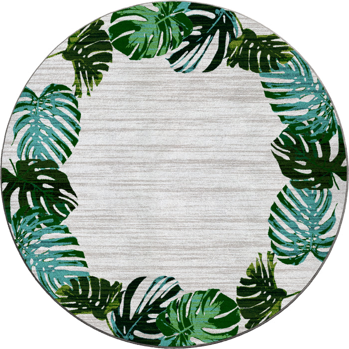 Monstera Leaves Rug Round • Coastal Compass Home Decor