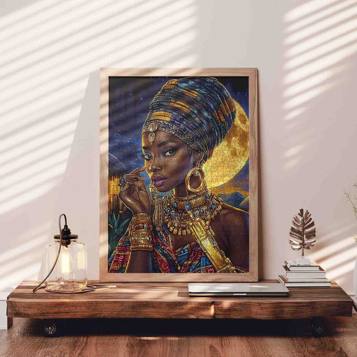 Moonlit African Queen Portrait Jigsaw Puzzle