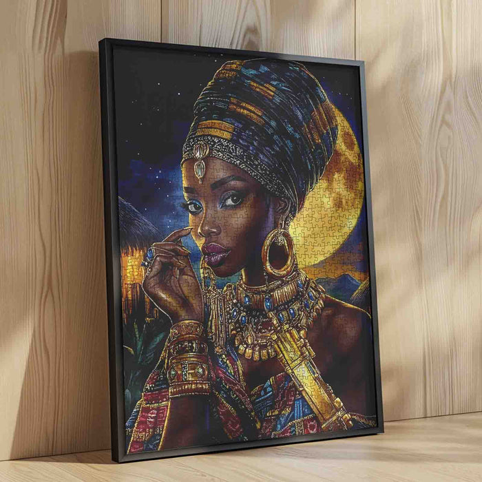 Moonlit African Queen Portrait Jigsaw Puzzle