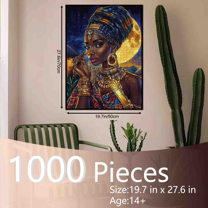 Moonlit African Queen Portrait Jigsaw Puzzle