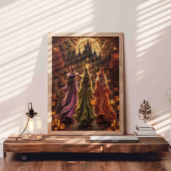 Moonlit Halloween Witch Castle Jigsaw Puzzle