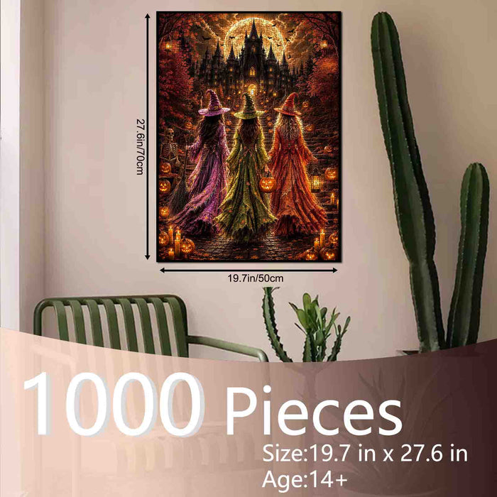 Moonlit Halloween Witch Castle Jigsaw Puzzle