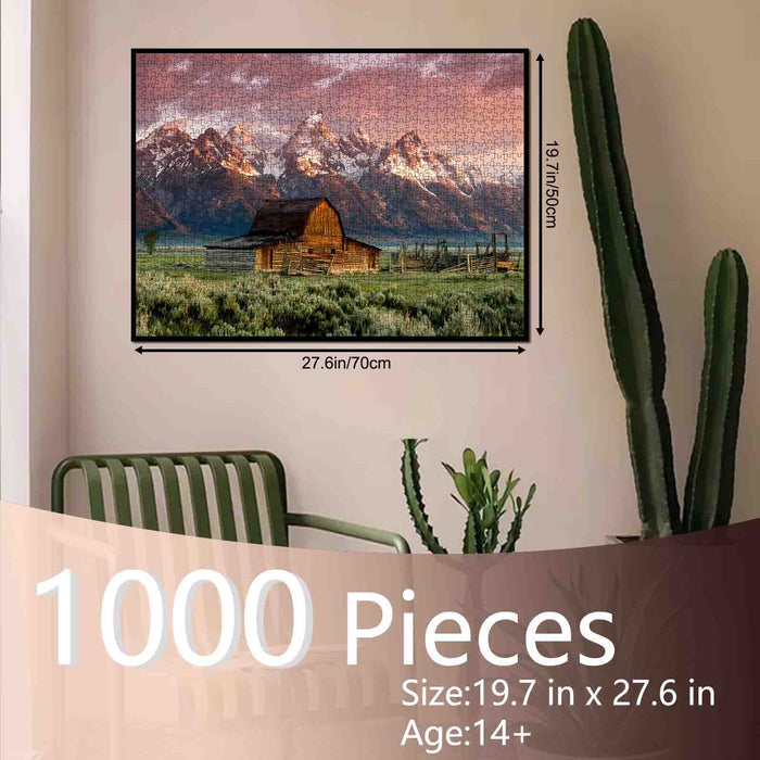 Mountain Sunrise Barn Jigsaw Puzzle