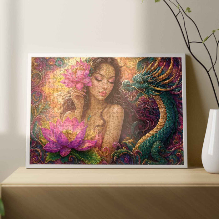 Mystical Beauty and Dragon Jigsaw Puzzle