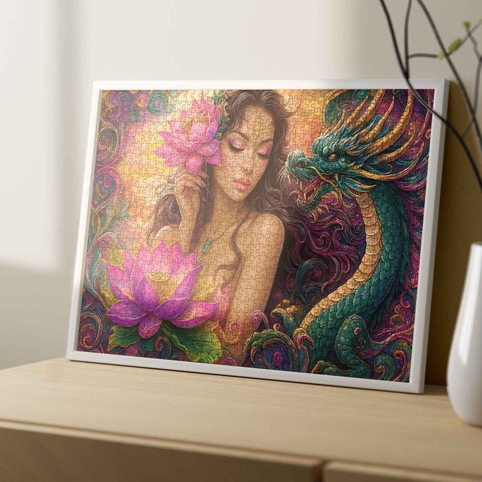 Mystical Beauty and Dragon Jigsaw Puzzle