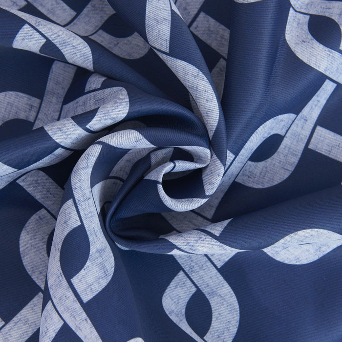 Navy Interlock Window Curtain Panel • Coastal Compass Home Decor