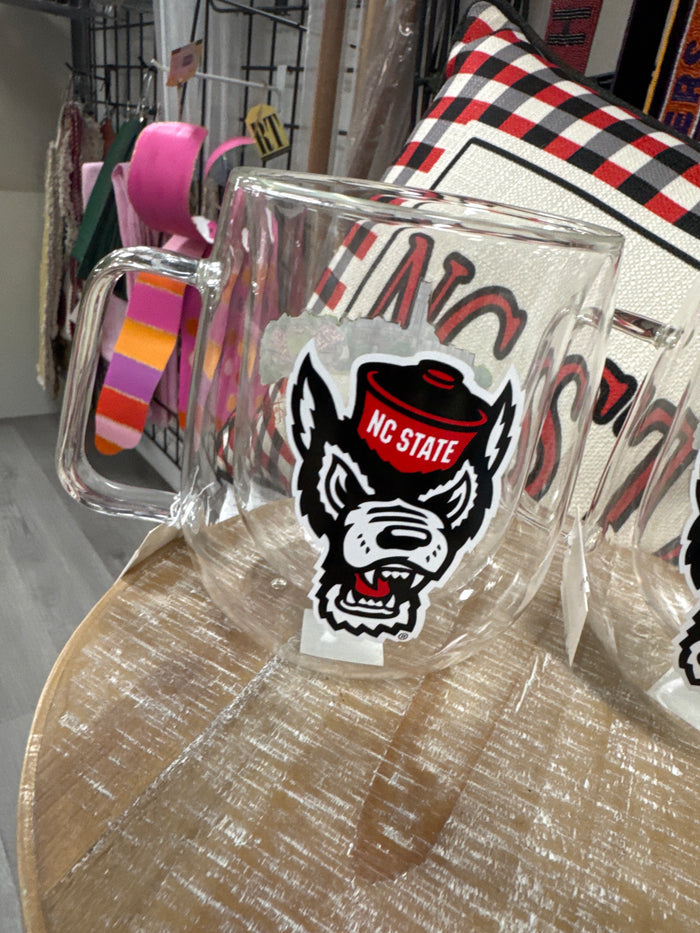NC State landmark glass mug