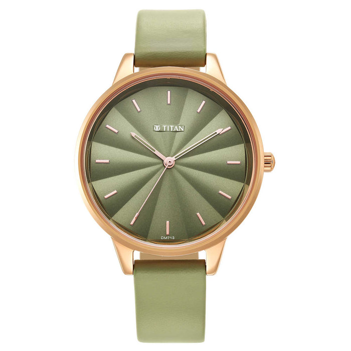 Neo Green Dial Leather Strap Watch for Women 2648WL06