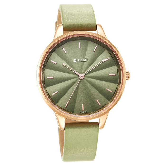 Neo Green Dial Leather Strap Watch for Women 2648WL06
