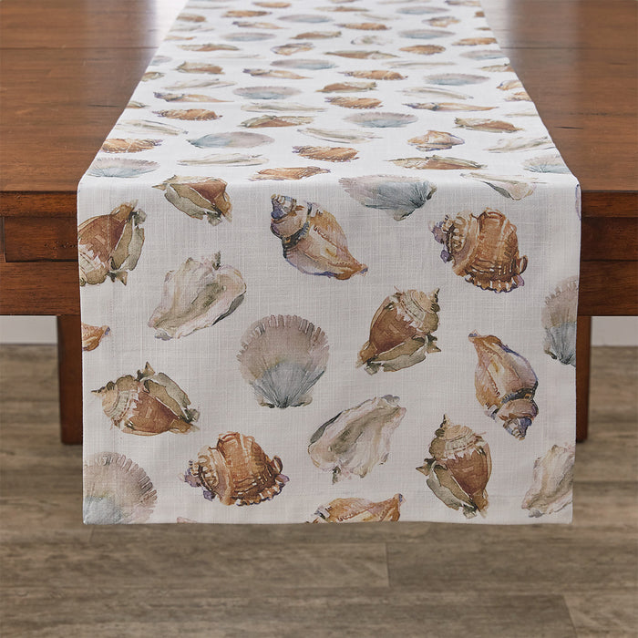 Neutral Seashells Table Runner • Coastal Compass Home Decor
