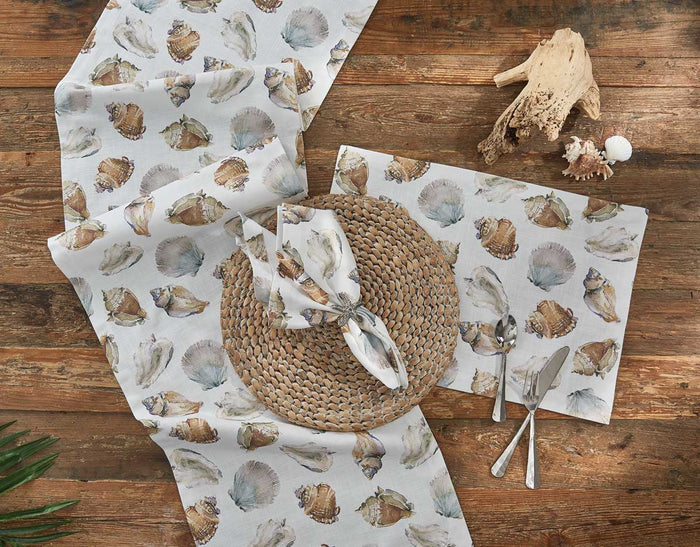 Neutral Seashells Table Linen Set • Coastal Compass Home Decor