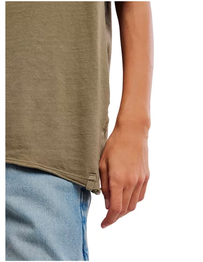 Nina V Neck Tee - Olive Stone