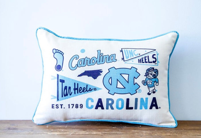 NORTH CAROLINA COLLEGIATE CLUSTER PILLOW with Blue Piping