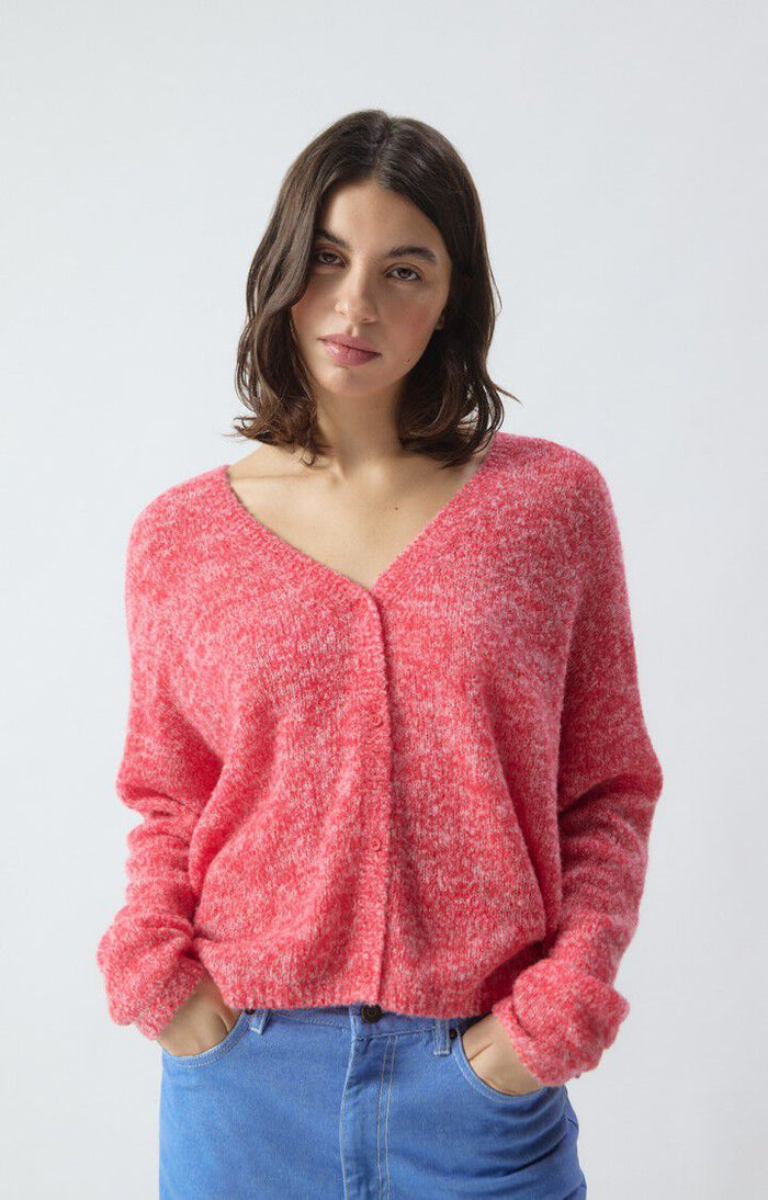 Nuggy Cardigan - Fluro Strawberry Melange