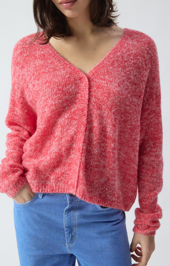 Nuggy Cardigan - Fluro Strawberry Melange