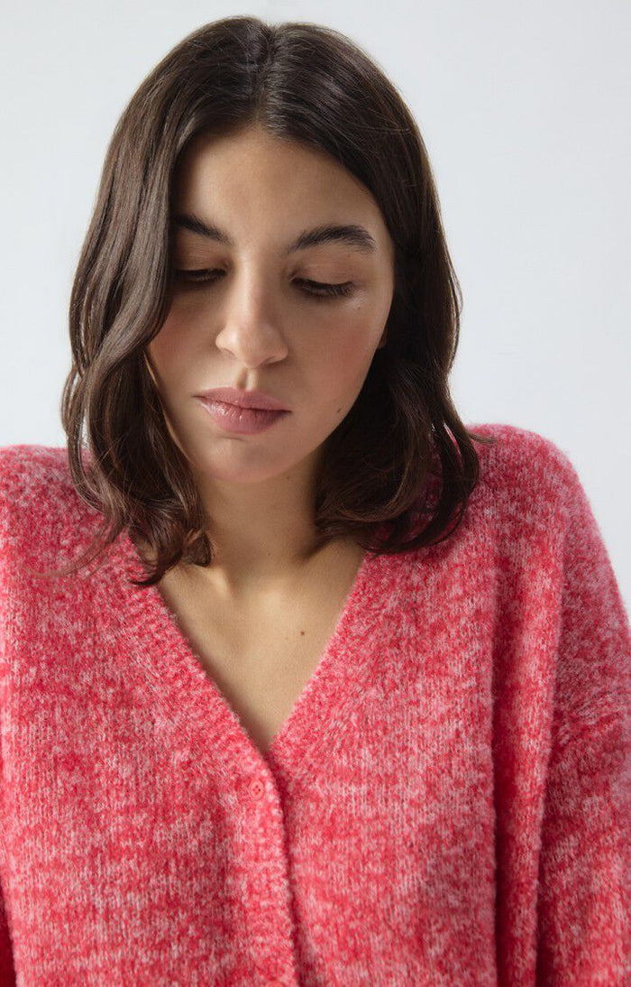 Nuggy Cardigan - Fluro Strawberry Melange