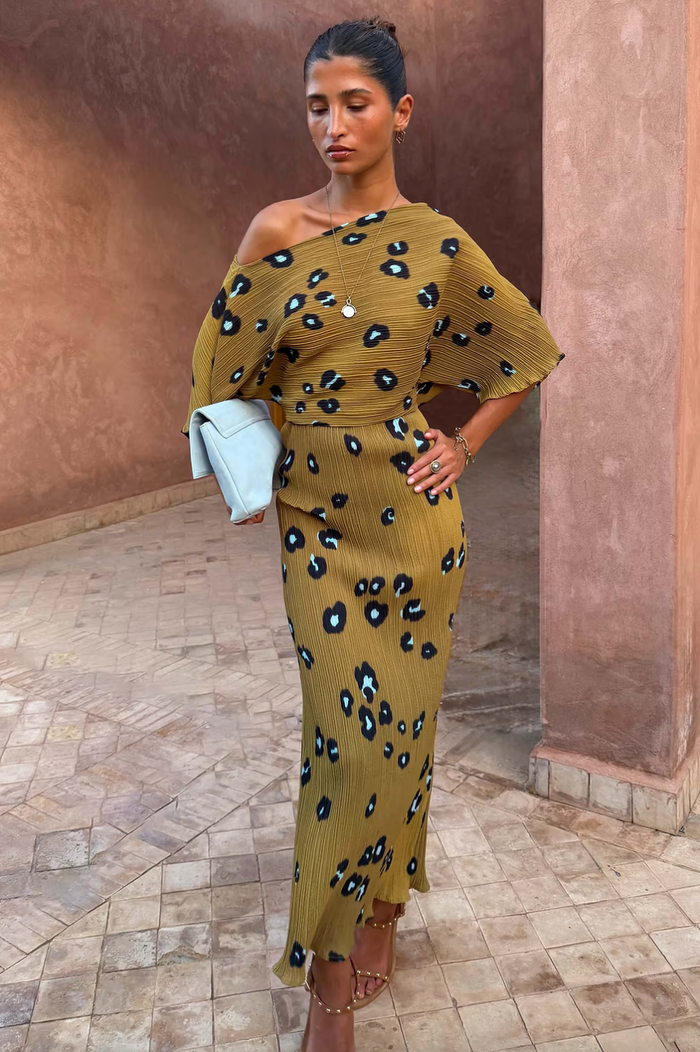 Olive Blurred Leopard Tilly Dress