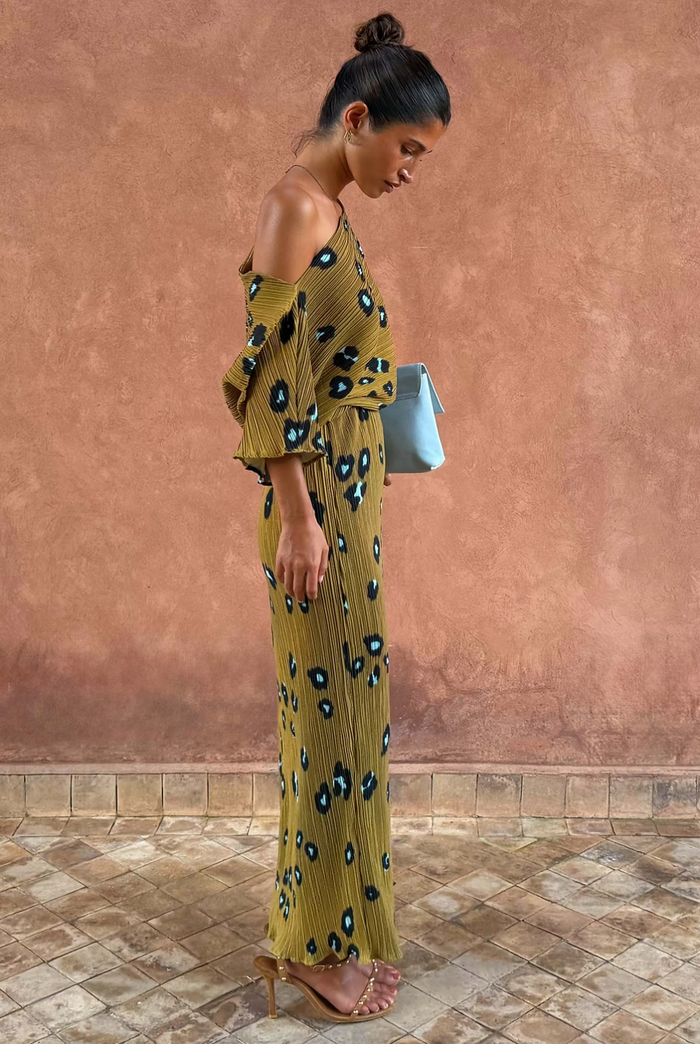 Olive Blurred Leopard Tilly Dress