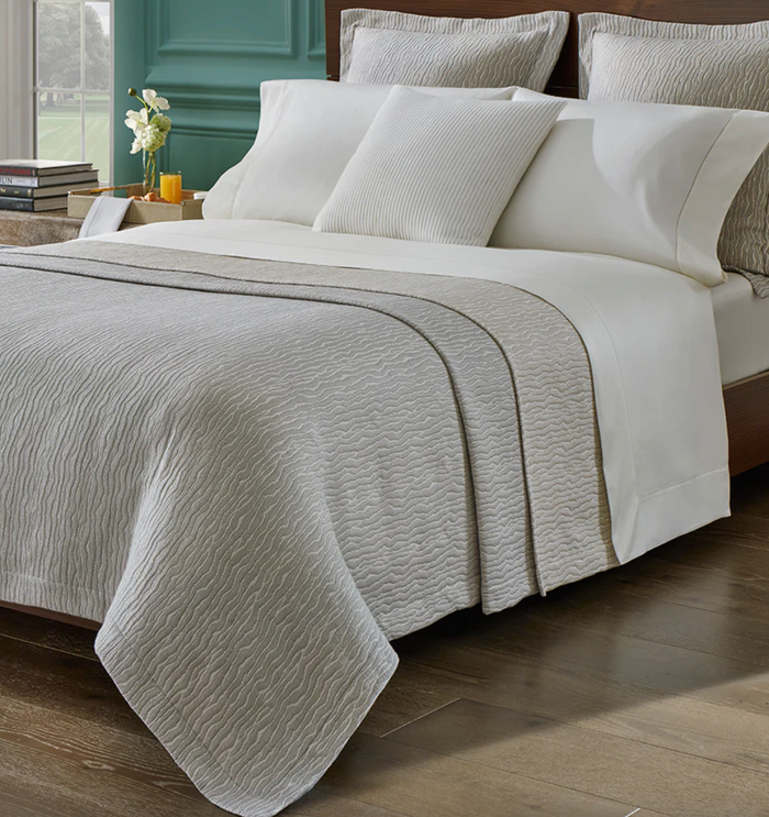 Ondate cotton coverlet by Sferra Titanium