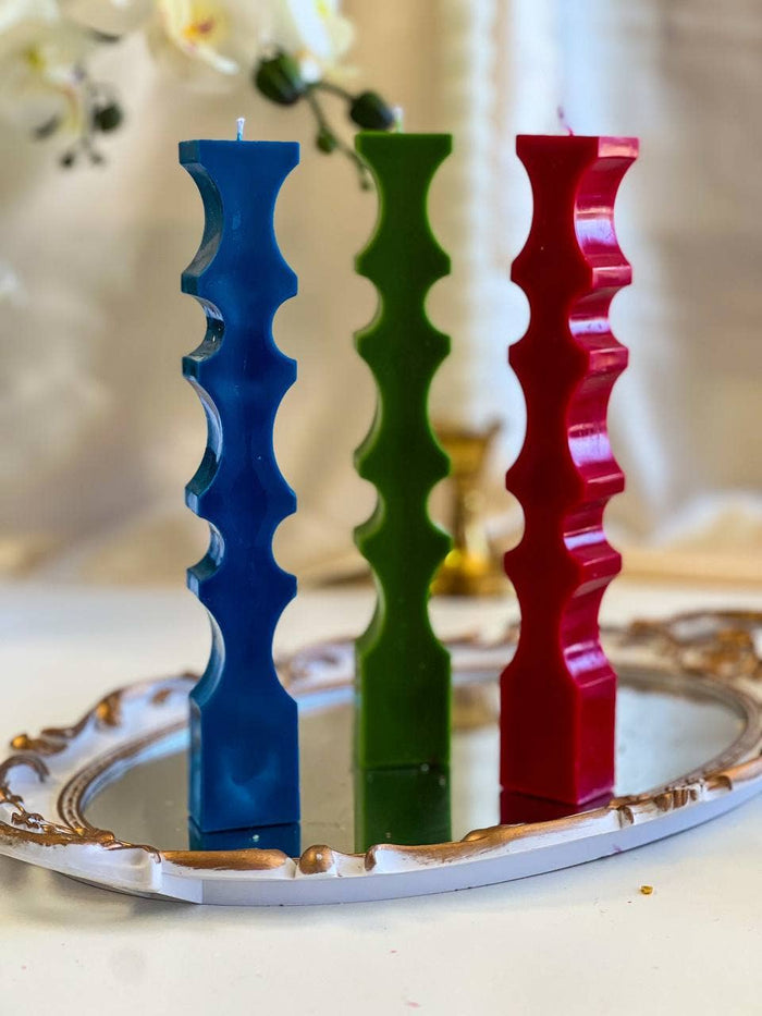 Pair of Unique Design II Pillar Candle -  Black