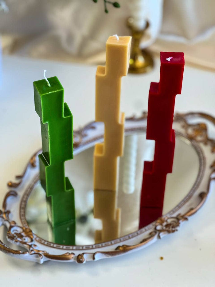 Pair of Unique Design Pillar I Candle - Cream