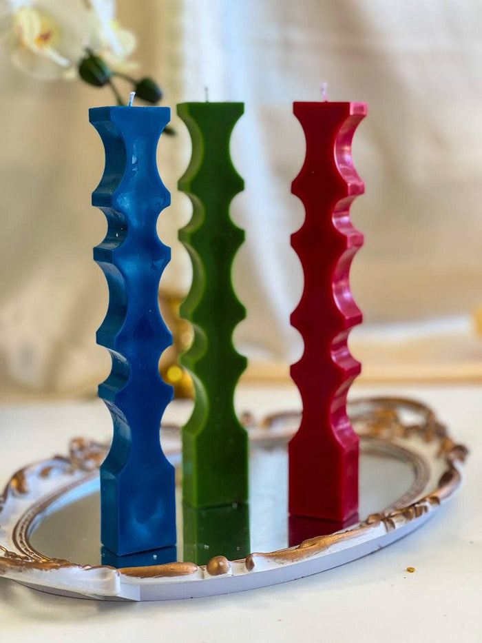 Pair of Unique Design Pillar II Candle - Cream