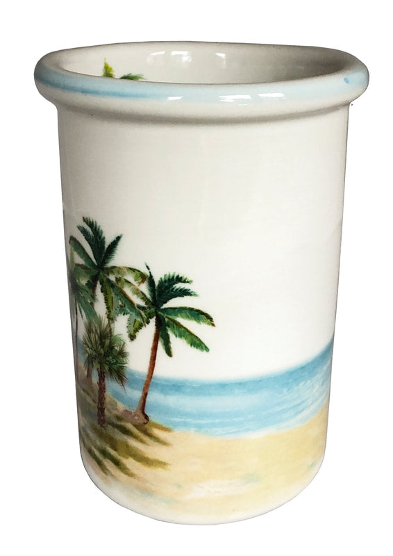 Palm Breeze Utensil Holder | Coastal Compass Home Decor