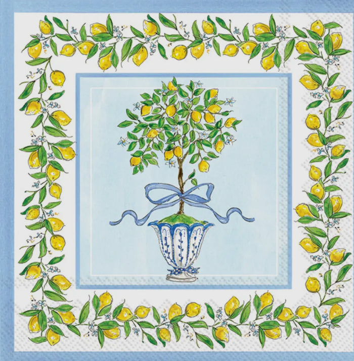 Paper Cocktail Napkins 20 Ct Rosanne Beck Lemon Topiary