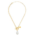 Paperclip Baroque Pearl Toggle Necklace