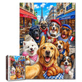 Paris Café Dog Friends Jigsaw Puzzle