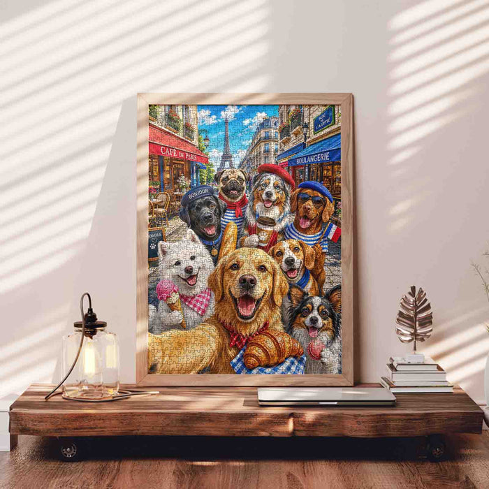 Paris Café Dog Friends Jigsaw Puzzle