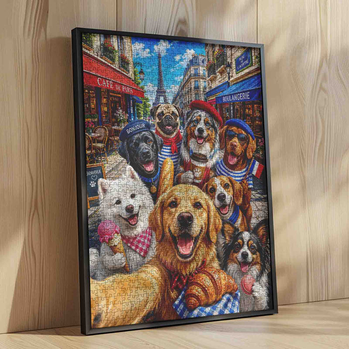 Paris Café Dog Friends Jigsaw Puzzle
