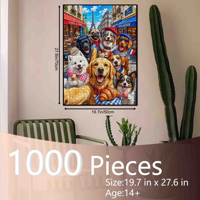 Paris Café Dog Friends Jigsaw Puzzle