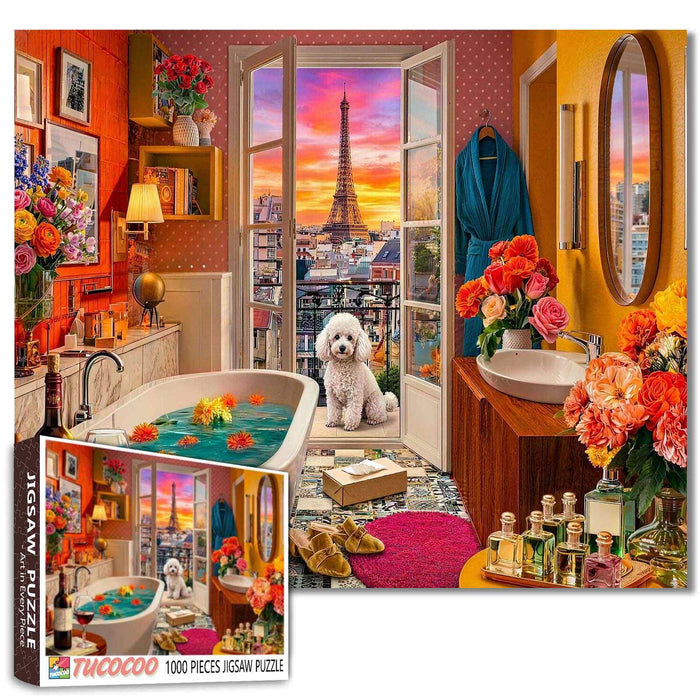 Paris Eiffel Tower Bathroom View Jigsaw Puzzle